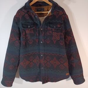 JACHS Men's Geometric Pattern Jacket - Red and Blue